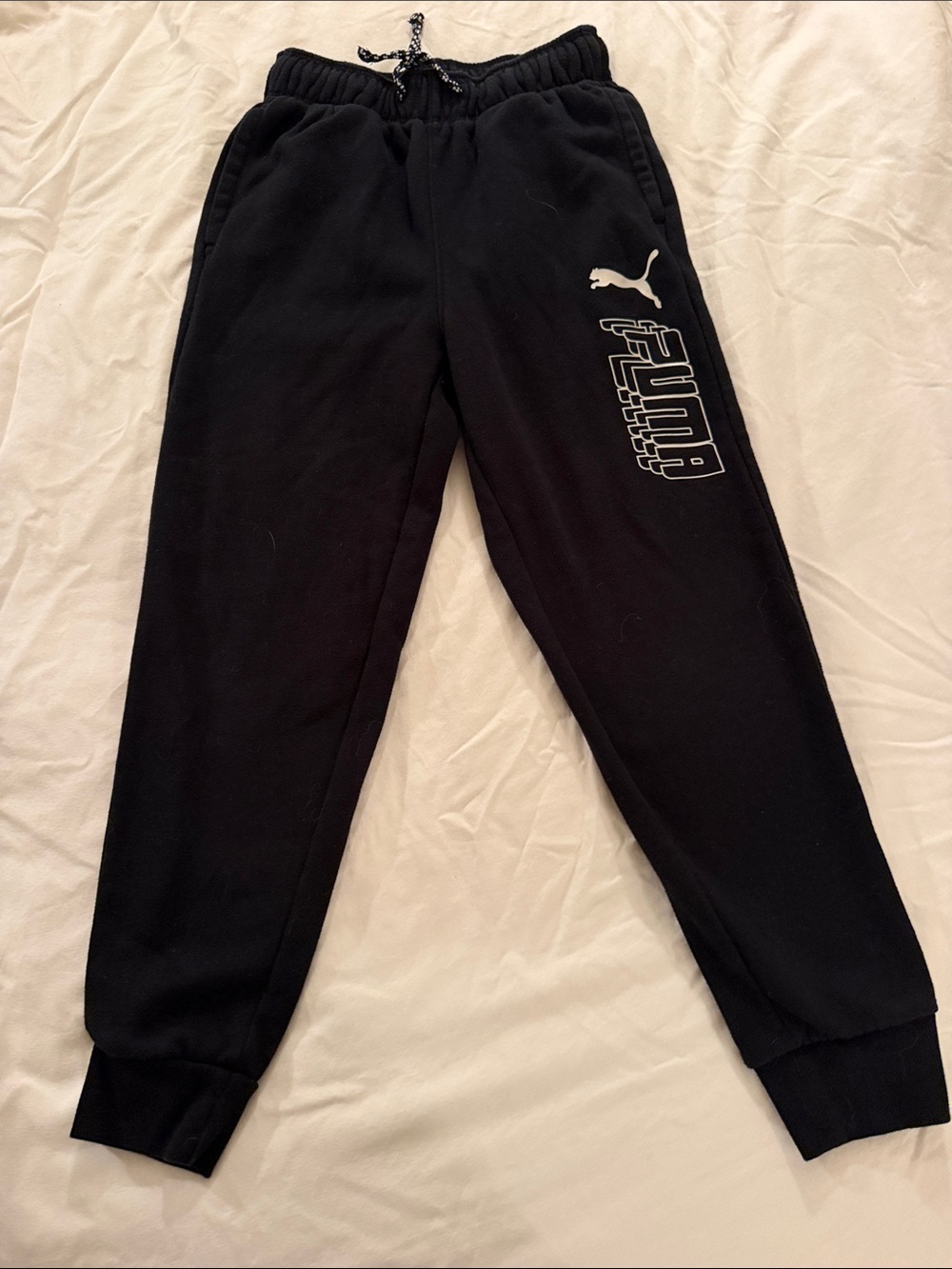 Puma Black Jogger Sweatpants with White Logo
